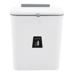 White Door Hanging Kitchen Trash Bin Rubbish Can Home Waste Recycle 9 L