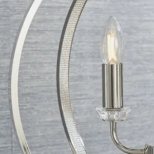 Luminosa Ritz 3 Light Wire Ceiling Pendant Bright Nickel & Clear Faceted Acrylic, E14