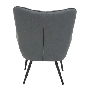 Interiors by Premier Durable Grey Fabric Armchair with Black Legs, High Back Patterned Armchair, Easy to Maintain Bucket Chair