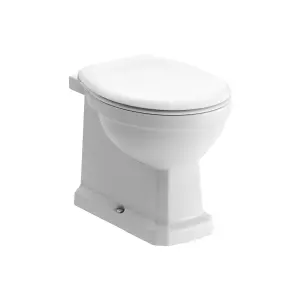 Somerton White Boxed rim Back to wall Toilet pan with Soft close seat