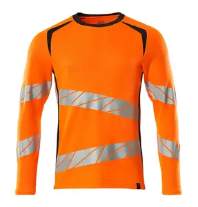 Mascot Accelerate Safe Modern Fit Long-Sleeved T-shirt (Hi-Vis Orange/Dark Navy)  (Large)