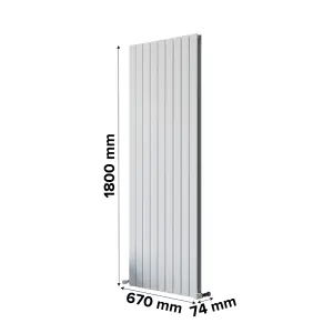 Ximax Vertirad Duplex Universal HWD180670W White Horizontal or vertical Designer 7130BTU Radiator, (W)670mm x (H)1800mm