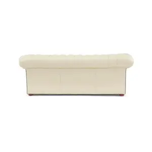 Chesterfield 3 Seater Shelly Cream Real Leather Sofa Bespoke In Classic Style