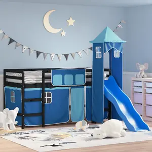 Berkfield Kids' Loft Bed with Tower without Mattress Blue 90x200 cm