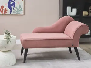 Right Hand Fabric Chaise Lounge Pink BIARRITZ