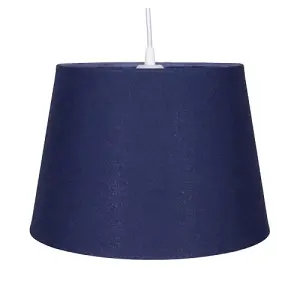 Traditional 8 Inch Midnight Blue Linen Drum Table/Pendant Lamp Shade 40w Maximum