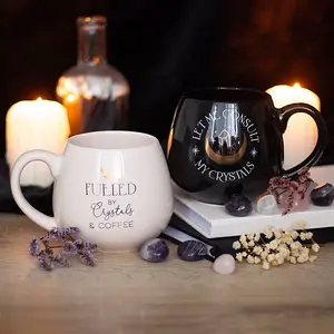 Crystals and Coffee Rounded Mug Design