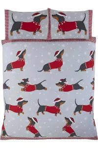 Dachshund Through The Snow Single Christmas Duvet Cover Set