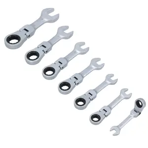 Imperial SAE AF Stubby Flexi Headed Ratchet Spanners Spanner 5/16" - 3/4" 7pc