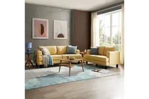 Dale 3 Seater Sofa, Mustard Linen Fabric