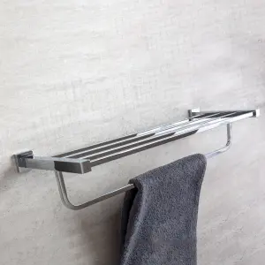 Tate Bathroom Wall Mounted Chrome Towel Shelf