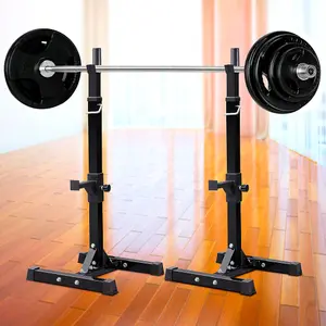 Yaheetech Black Solid Steel Adjustable Squat Rack for Home Gym