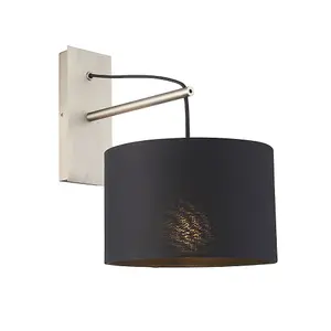 Luminosa Ravenna Wall Lamp Matt Nickel Plate & Black Cotton Fabric