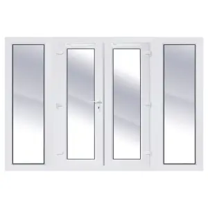 Clear Glazed White uPVC French Door setwith4panes , (H)2090mm (W)2690mm External