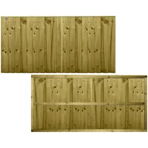 Flat Top Feather Edge Fence Panel (Pack of 5) Width: 6ft x Height: 3ft Vertical Closeboard Planks Fully Framed