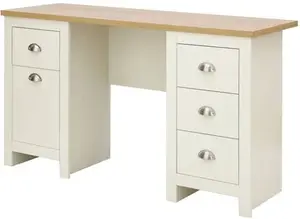 Dunelm Lancaster Study Desk, Farmhouse, Natural, Lancaster Cream, Wood