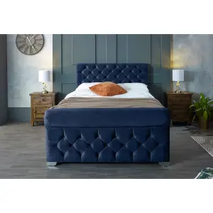 Veneta Plush Velvet Blue Bed Frame