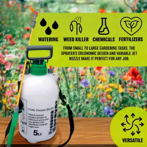 5L Garden Pressure Sprayer Knapsack Weedkiller Chemical Fence Water Spray