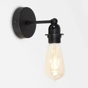 ValueLights Cambourne Black Indoor Wall Light and E27 Pear LED 4W Warm White 2700K Bulb