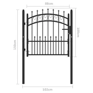 Berkfield Fence Gate with Spikes Steel 100x100 cm Black