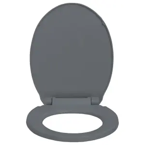 Soft-Close Toilet Seat Quick Release Grey Oval