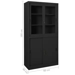 Berkfield Office Cabinet with Sliding Door Anthracite 90x40x180 cm Steel