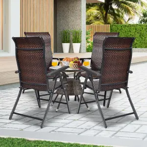 Costway 2PCS Folding Reclining Rattan Chair Portable Chaise Lounge Chair Patio Garden