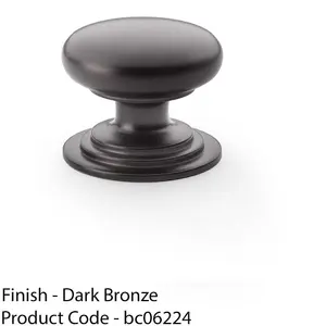 Stepped Round Door Knob - Dark Bronze 38mm Classic Kitchen Cabinet Pull Handle