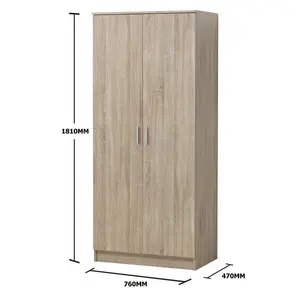 2 Door Double Wardrobe In Sonoma Oak