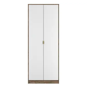 Nashville Ready assembled Contemporary White & oak Tall Double Wardrobe (H)1960mm (W)740mm (D)520mm