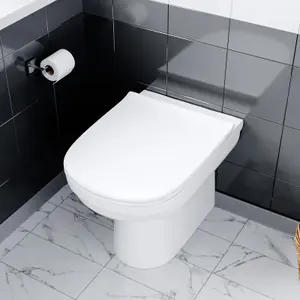 Nes Home Back to Wall Modern Rimless Toilet and Soft Close Seat White