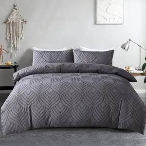 Solid Colour Duvet Cover Set with Pillowcases Grey / Super King