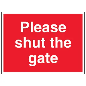 Please Shut This Gate Agriculture Sign - Adhesive Vinyl - 400x300mm (x3)