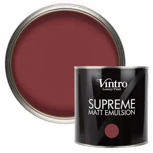 Vintro Luxury Matt Emulsion Deep Red, Multi Surface Paint for Walls, Ceilings, Wood, Metal - 2.5L (Mulberry)