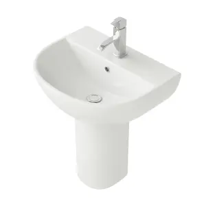 Herald Round 1 Tap Hole Basin & Semi Pedestal Bathroom Sink