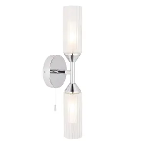 Luminosa Casoria Bathroom Glass Wall Lamp, Chrome Plate, Ribbed Glass, IP44