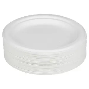 URBNLIVING 17cm Diameter 50 Pcs Paper Disposable White Biodegradable Plates