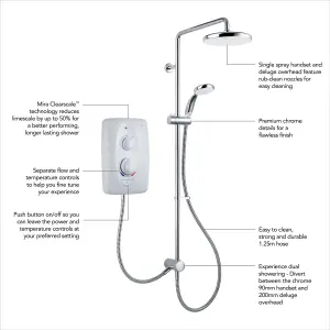 Mira Sprint dual Matt White Chrome effect Electric Shower, 10.8kW