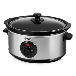 Swan SF17020N 3.5 Litre Oval Stainless Steel Slow Cooker with 3 Cooking Settings, 200W, Silver