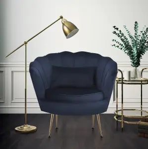 Velvet Navy Blue Daisy Accent Chair