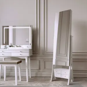 Madison x Nikita White LED Mirror Dressing Table and Mirror Jewellery Cabinet Set