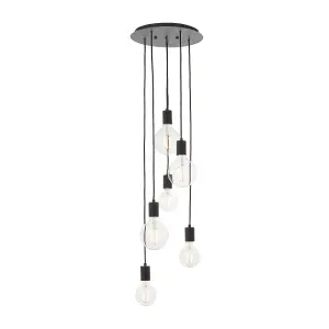 Ceiling Pendant Light Matt Black 6 x 10W LED E27 Dimmable Six Lights