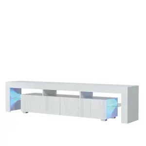 Nova TV Unit 200cm White with High Gloss Doors and LED Lighting - Creative Furniture