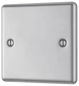 GoodHome Brushed Steel 1 gang Single Blanking plate