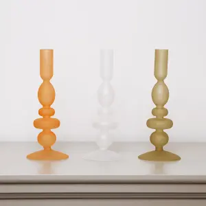 Melody Maison Taupe Frosted Glass Candle Holder - 20.5cm