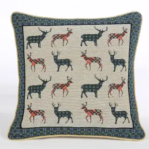 Stags 18" Tapestry Christmas Cushion