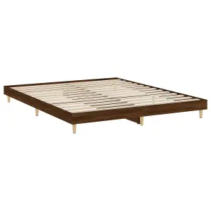 Berkfield Bed Frame Brown Oak 200x200 cm Engineered Wood