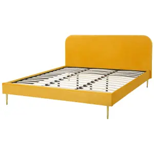 Velvet EU Super King Size Bed Yellow FLAYAT