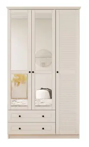 VOLET 3 Door 2 Drawer Mirrored White Wardrobe