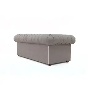 Chesterfield 3 Seater Sofa Charles Charcoal Grey Linen Fabric In Classic Style